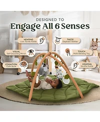Babylicious Baby Activity Gym – Sensory Play Mat with Hanging Toys for Sight, Touch & Sound – Portable & Easy Setup for Indoor or Outdoo