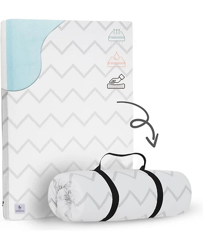 Babylicious Waterproof Pack N Play Mattress Topper – Twin Size (38" x 26") – Soft Memory Foam, Roll-Up Design, Breathable and