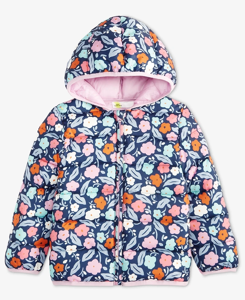 Epic Threads Girls Toddler 2T-4T Floral-Print Puffer Jacket, Macy's Exclusive