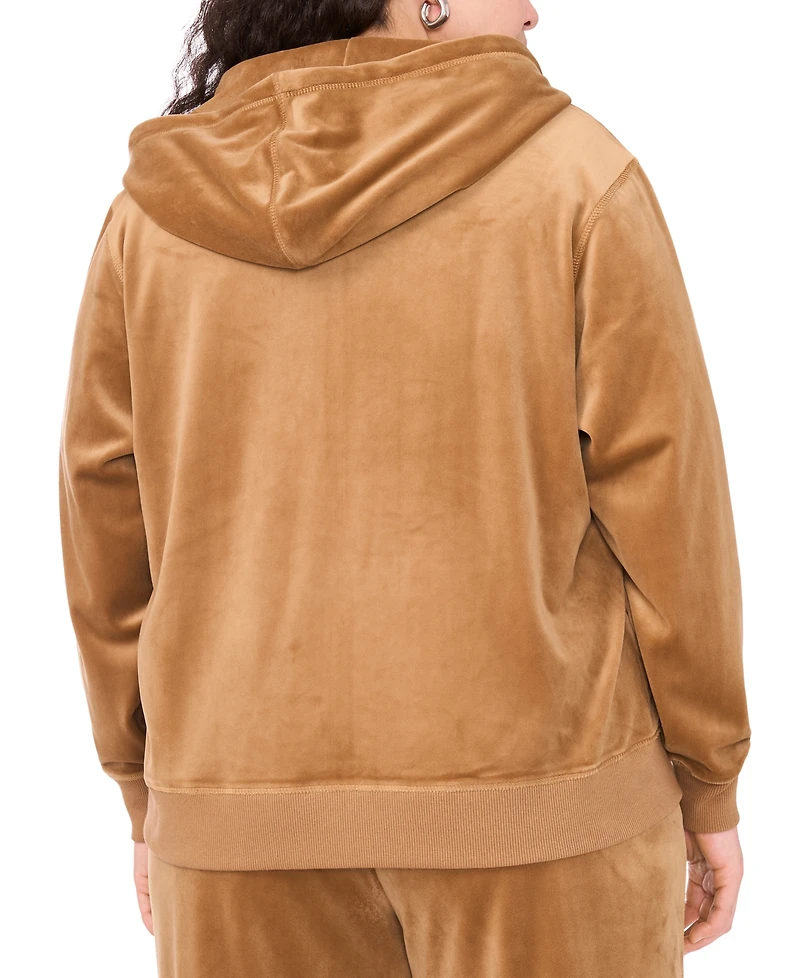 Vince Camuto Plus Velour Zip-Front Hoodie Jacket