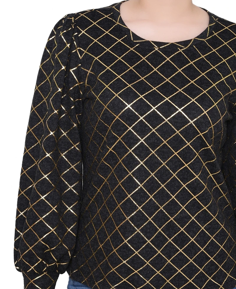 Ny Collection Women's Bishop Sleeve Pullover Top