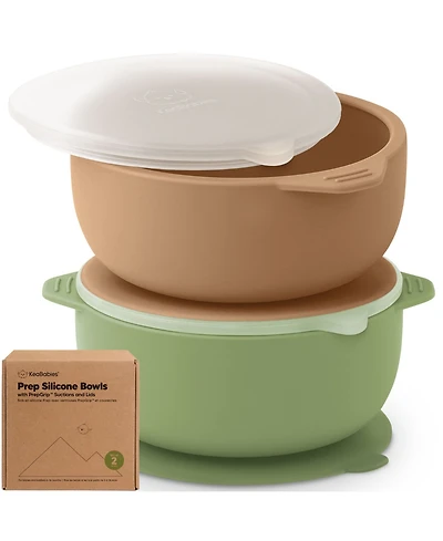 KeaBabies 2-Pack Prep Baby Bowls with Suctions & Lids, Silicone for Boy, Girl, Toddler Suction Bowl, Kids Bowl Bpa-Free