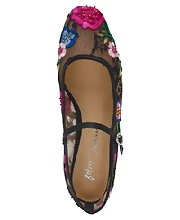 Betsey Johnson Women's Nova Embroidered Mesh Mary Jane Flats