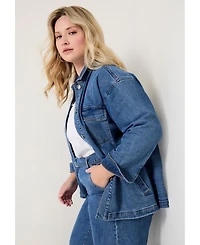June + Vie Women's Denim Utility Jacket