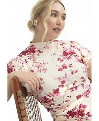 June + Vie Women's Plus Gathered Front Midi Dress