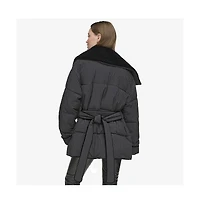Andrew Marc Black Label Women's Krithia asymmetrical pinstripe wrap Coat