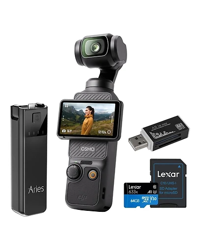 Dji Osmo Pocket 3 Gimbal Camera, Bundle with Power Bank, Carry Case, Screen Protector, 64GB Memory Card and Card Reader