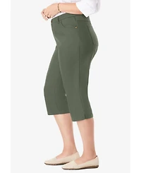 Woman Within Women's Stretch Denim Five-Pocket Capri Jeans