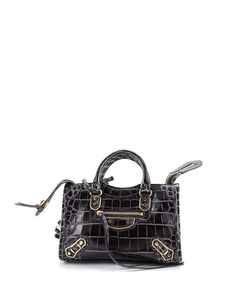 Pre-Owned Balenciaga Mini City Classic Metallic Edge Bag Embossed Leather