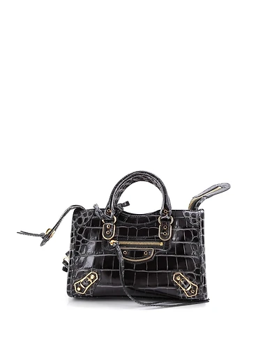 Pre-Owned Balenciaga Mini City Classic Metallic Edge Bag Embossed Leather