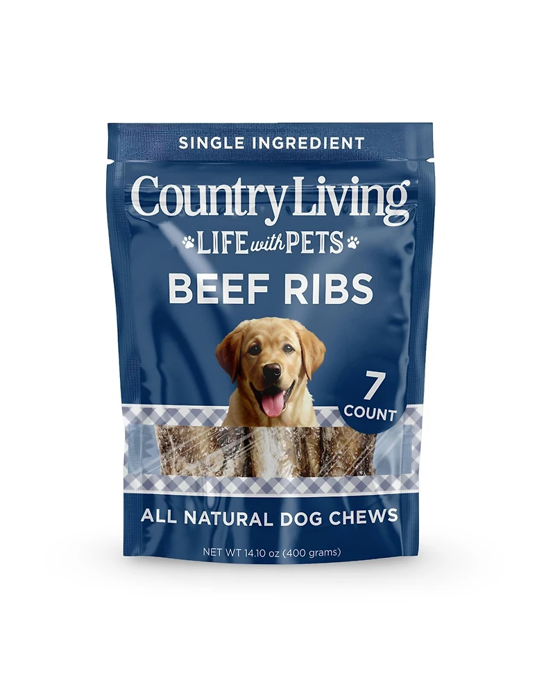 Country Living 4"-7" Rib Bones Dog Treats – 7 Count Bag – All-Natural