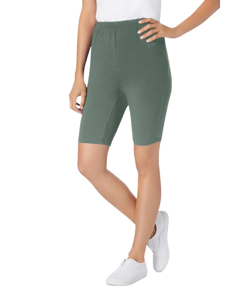 Woman Within Plus Stretch Cotton Bike Short