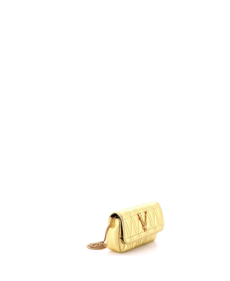 Pre-Owned Versace Mini Virtus Chain Flap Shoulder Bag Quilted Leather