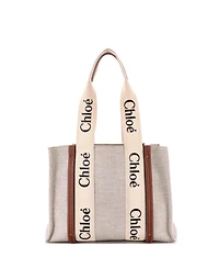 Pre-Owned Chloe Medium Woody Tote Canvas with Leather