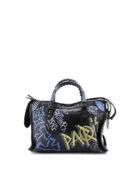 Pre-Owned Balenciaga Small City Graffiti Classic Studs Bag Leather