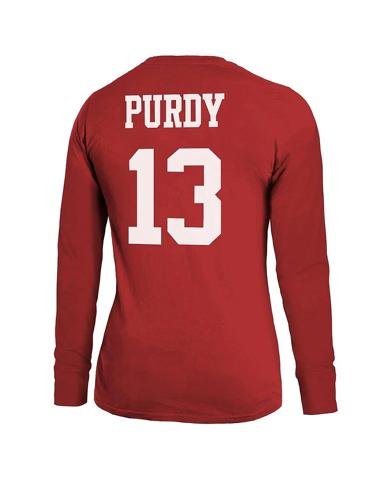 Majestic Women's Brock Purdy Scarlet San Francisco 49ers Player Name Number Long Sleeve T-Shirt
