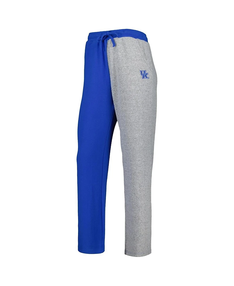 ZooZatz Women's Royal/Gray Kentucky Wildcats Color block Cozy Tri-Blend Lounge Pants