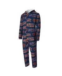 Concept Sport Men's Navy Chicago Bears Shuffle All-Over-Print Microfleece Full-Zip Union Suit