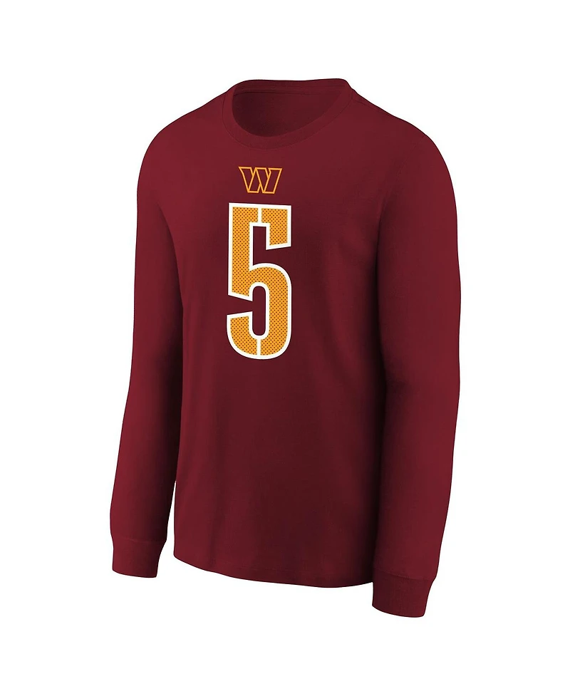 Nike Big Boys and Girls Jayden Daniels Burgundy Washington Commanders Player Name Number Long Sleeve T-Shirt