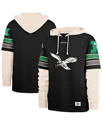 '47 Brand Men's Black Philadelphia Eagles Throwback Split Zone Cornerback Duo Hoodie
