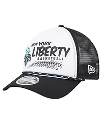 New Era Men's and Women's White/Black New York Liberty 9FORTY A-Frame Graphic Trucker Hat