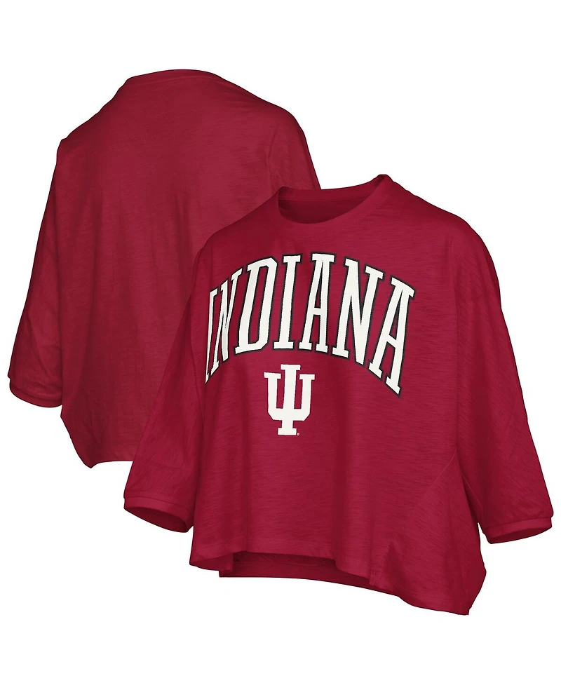 Pressbox Women's Crimson Indiana Hoosiers Midi Arch Over Logo Oversized T-Shirt