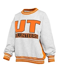 Pressbox Women's Heather Gray/Tennessee Orange Tennessee Volunteers Endzone Crewneck Sweatshirt