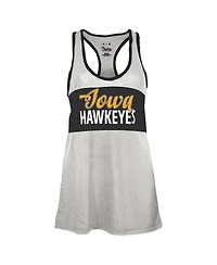 Pressbox Women's White/Black Iowa Hawkeyes Tracy Racerback Burnout Tank Top