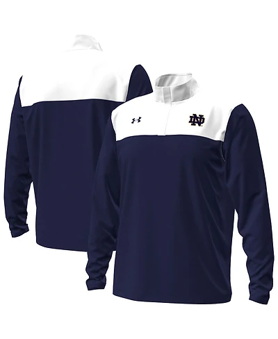 Under Armour Men's Navy/White Notre Dame Fighting Irish Green Blocked Quarter-Zip Pullover
