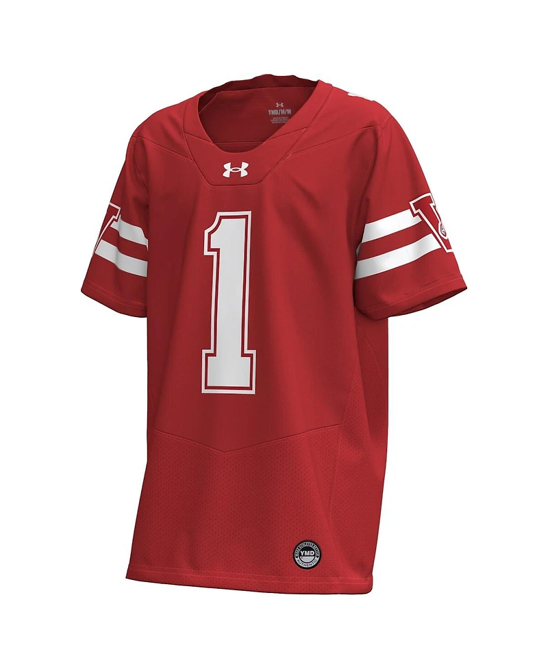 Under Armour Big Boys and Girls 1 Red Wisconsin Badgers 1980 Throwback Home Replica Game Jersey