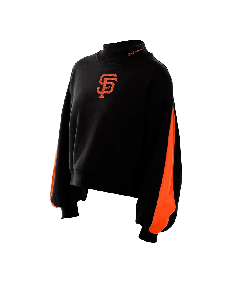 New Era Men's Black San Francisco Giants Mock Neck Balloon Sleeve Sweatshirt