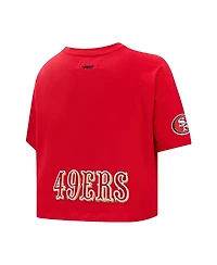 Pro Standard Women's Christian McCaffrey Scarlet San Francisco 49ers Player Name Number Cropped Boxy T-Shirt