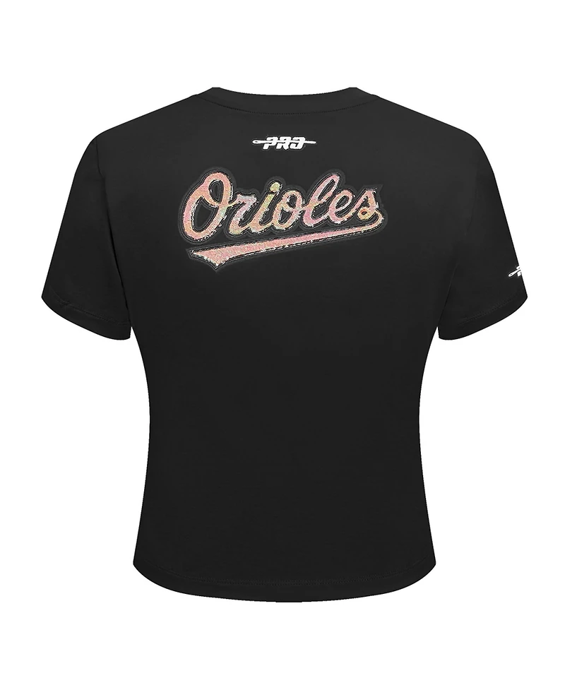 Pro Standard Women's Black Baltimore Orioles Game Day Classics Baby Doll Cropped T-Shirt