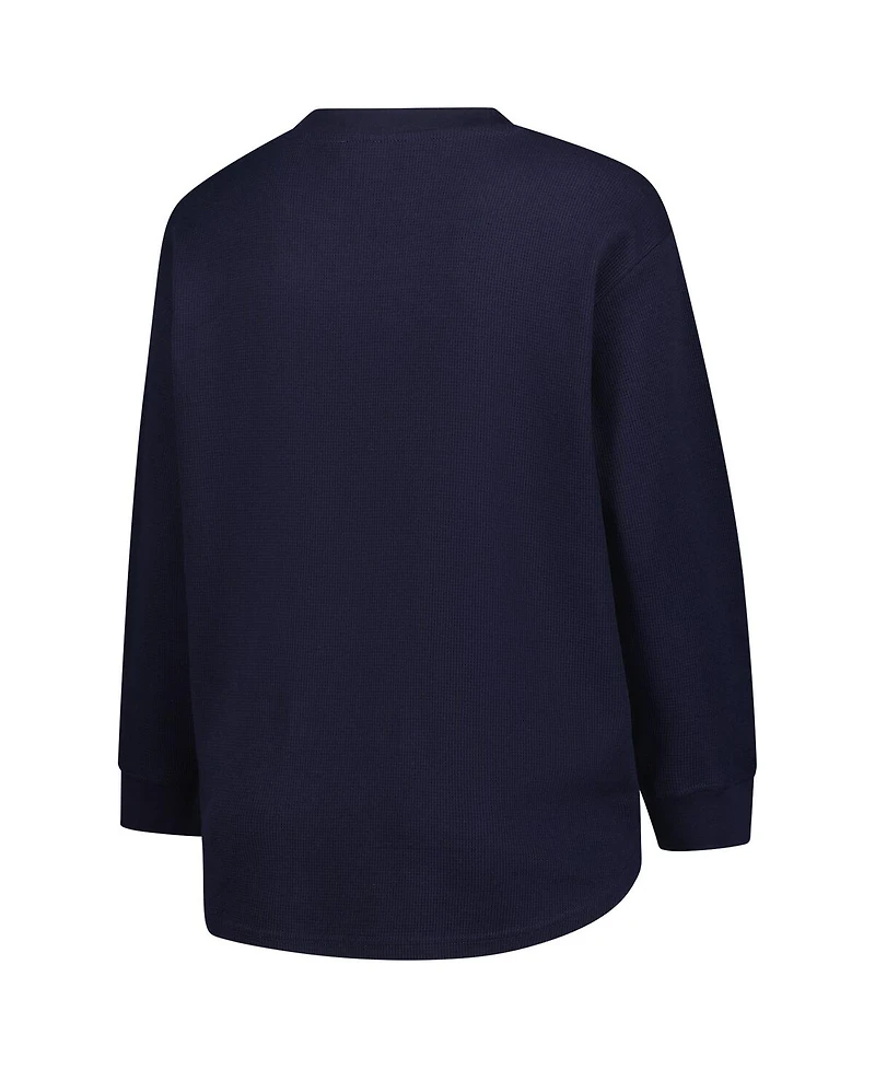 Fanatics Women's Navy Notre Dame Fighting Irish Lace-Up Waffle Knit Plus Long Sleeve T-Shirt