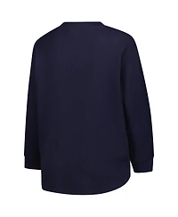 Fanatics Women's Navy Notre Dame Fighting Irish Lace-Up Waffle Knit Plus Long Sleeve T-Shirt