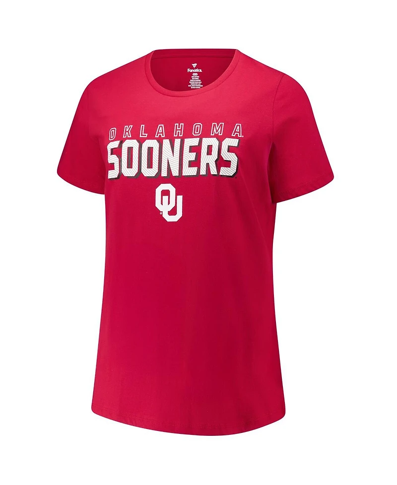 Fanatics Women's Crimson Oklahoma Sooners Plus Lean Scoop Neck T-Shirt