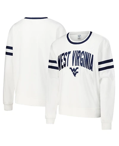 Concept Sport Women's White West Virginia Mountaineers Borough French Terry Arch Over Long Sleeve Top