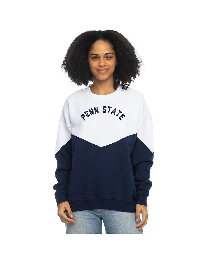 ZooZatz Women's White Penn State Nittany Lions Bestie Oversized Pullover Sweatshirt