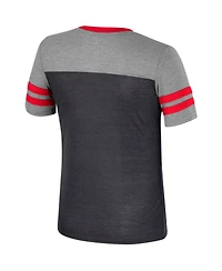 Colosseum Big Girls Black/Heather Gray Texas Tech Red Raiders Summer Striped V-Neck T-Shirt
