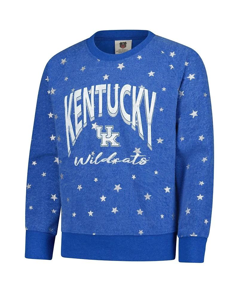 Wes & Willy Big Girls Royal Kentucky Wildcats Shimmer Star Reverse Sweatshirt