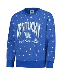 Wes & Willy Big Girls Royal Kentucky Wildcats Shimmer Star Reverse Sweatshirt