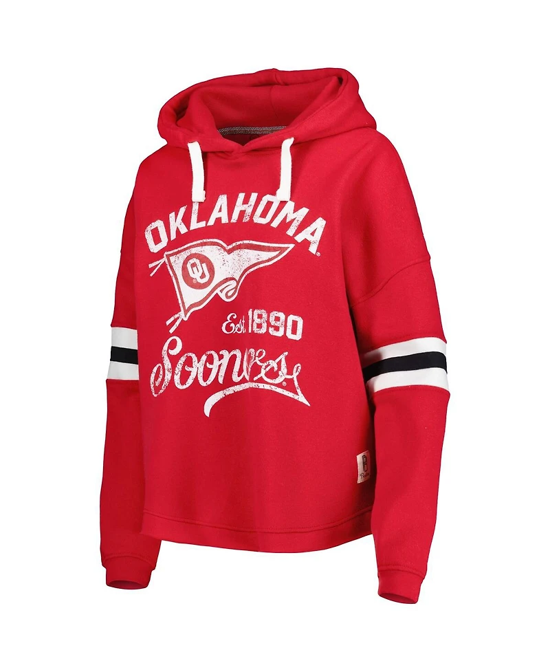 Pressbox Women's Crimson Oklahoma Sooners Super Pennant Pullover Hoodie