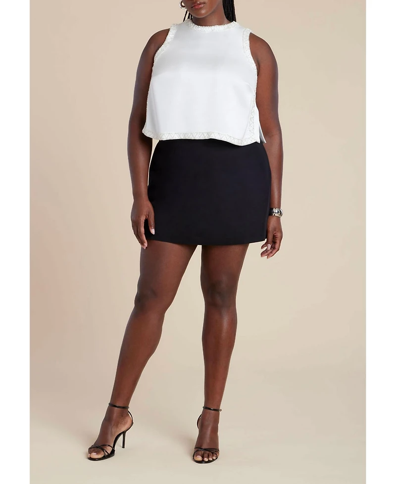 Eloquii Women's Plus Embellished Sleeveless Boxy Shirt