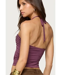 Edikted Women's Abstract Metal Detail Halter Top