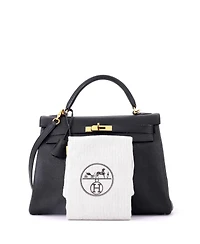 Pre-Owned Hermes Kelly 32 Handbag Black Togo with Gold Hardware