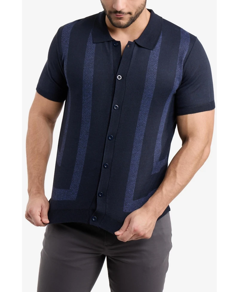 Spring + Mercer Men's Button Down Short Sleeve Sweater