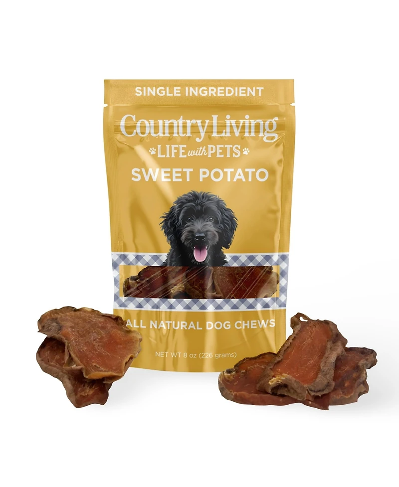 Country Living Sweet Potato Chips Dog Treats – 8oz Bag – 100% Natural