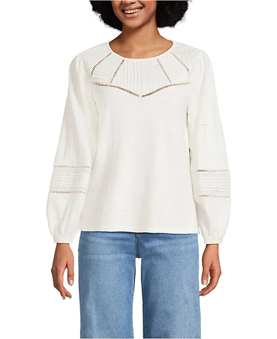 Lands' End Women's Long Sleeve Slub Pintuck Top