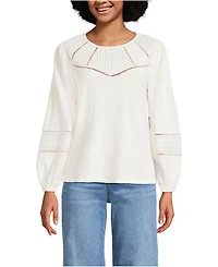Lands' End Women's Long Sleeve Slub Pintuck Top