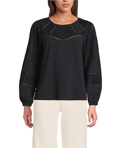 Lands' End Women's Long Sleeve Slub Pintuck Top